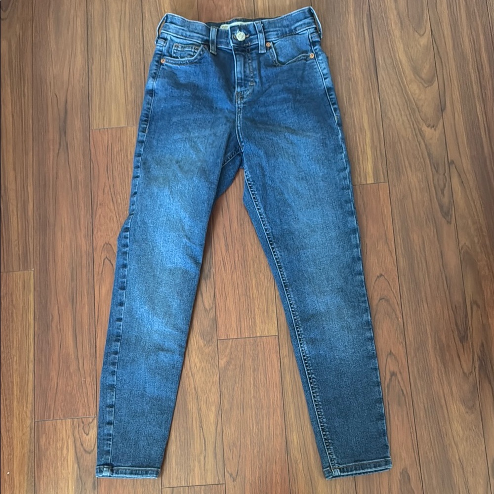 Topshop Blue Skinny Jeans High-Rise Stretch